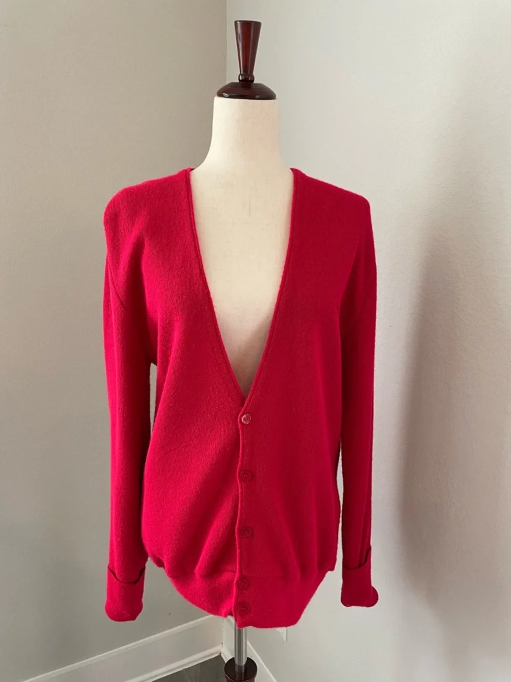 Christian Dior Red Cardigan Sweater Vintage Medium - Picture 9 of 10